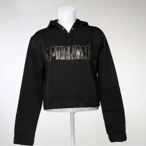 PUMA BLACK CROPPED LOGO SWEATSHIRT